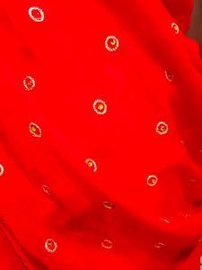 Red Stone Work Saree