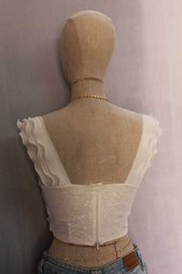 White Ruffle Trim Top