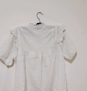 White Ruffle Top