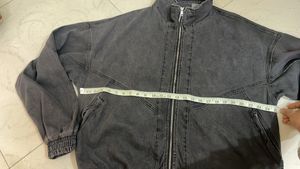 Black Denim Zip-Up Jacket