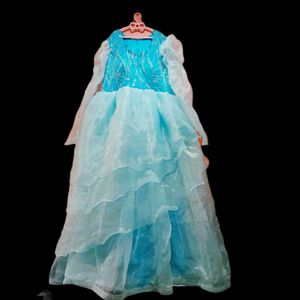 NEW SKY BLUE LAYER DESIGN GOWN WITH NECK DUPATTA