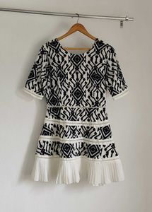 Black &amp; White Print Mini Dress