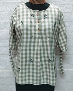 Checkered Embroidered Top