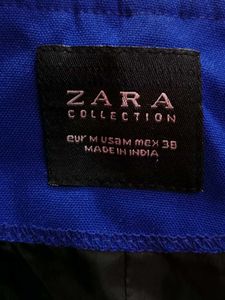 ZARA Women&#39;s Blue Blazer with Zip Pocket