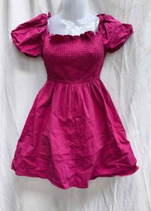 I. Pink Puff Sleeve Dress