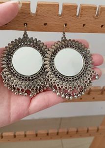Mirror Earrings (Silver Oxydised)