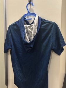 Blue Short Sleeve Hoodie