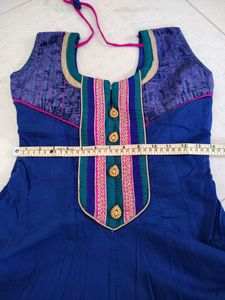 Pure Cotton Blue Dress With Embroidery Work