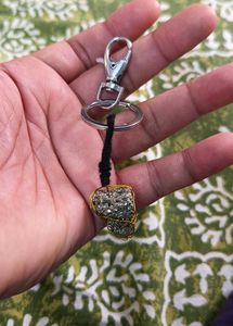 Pyrite Crystal Keychain