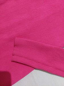 Women Pink Ribbed Midi Dress