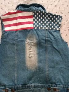 Denim Vest with Star Pockets