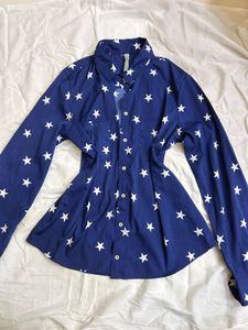 Y2k Starry Blue Top