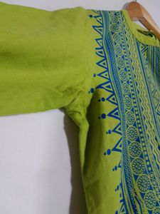 Global Desi Green with Blue Prints  Kurtis(Women&#39;s)