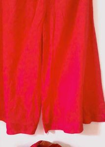 Dark Rose Kurti Set With Plazo Bilkul New