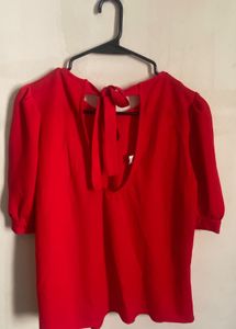 Red Back Tie Up Top