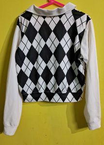 Argyle Pattern Crop Top M SIZE