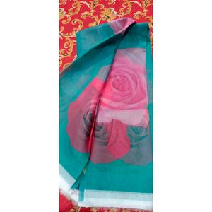 Floral Print Organza Saree