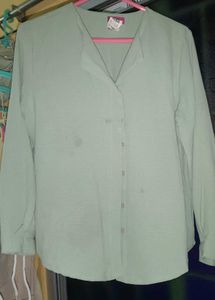 Vintage Green Button-Up Blouse