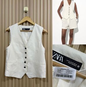 Zara Tailored Linen Blend Waistcoat