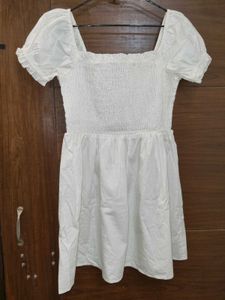 Asos White  Smocked Cotton Dress