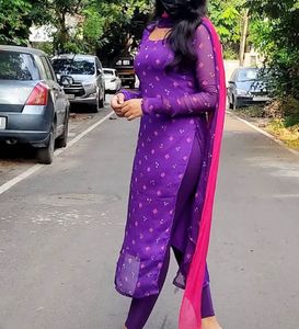 Purple Printed Salwar Kameez