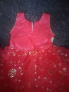Red &amp; Gold Embellished Party Dress