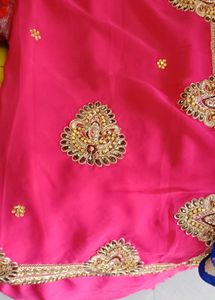 Elegant Pink Embellished Saree