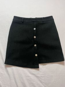 Button Black Skirt