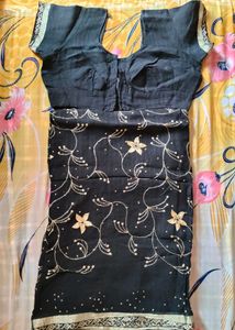 Elegant black saree with blouse