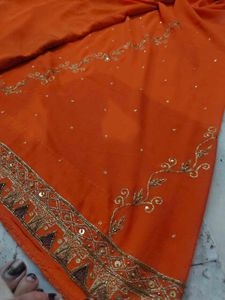 Orange aari tari work Saree 🔥