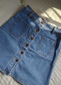 Denim Mini Skirt with Buttons