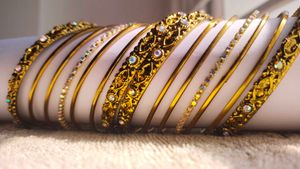 Metal. Bangles With Stone Work