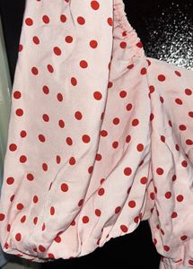 Polka Dot Puff Sleeve Mini Dress