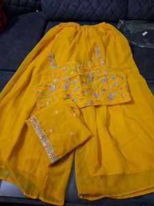 Yellow Embroidered Kurta Set  sizes available