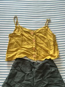 Yellow Tank and Green Shorts Set