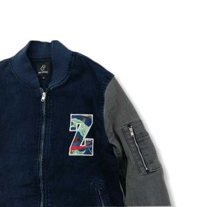 Two-Tone Denim Bomber Jacket
