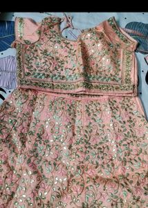 Peach Embellished Lehenga Set