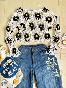 Pinteresty Flower Net Top