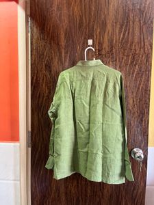 42/L Men Cotton Green Shirt