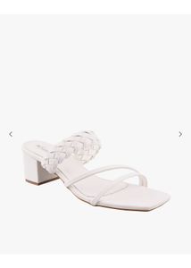 White Braided Block Heel Sandals