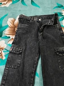 Black Wash Cargo Jeans