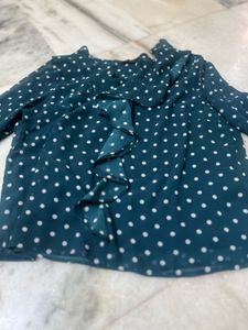 Polka Dot Ruffle Top