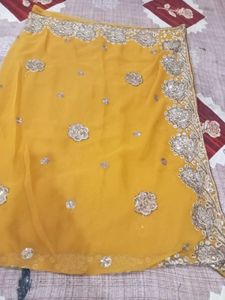 Elegant Yellow Embroidered Saree