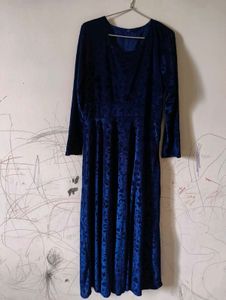 Elegant Blue Velvet Dress