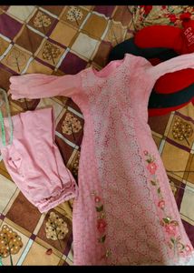 Chikankari Work Kurta Set With Heavy Net Dupatta