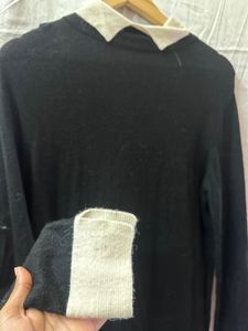 Warm Black White Collar Sweat Shirt zara