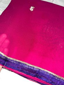 Pink Saree With Lace And Patches