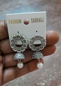 Pack of 2 Silver oxidised Jhumka Earrings