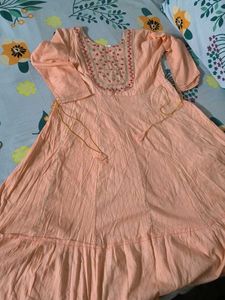 Peach Embroidered Anarkali Kurti