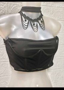 Black Tube Top with Necklace